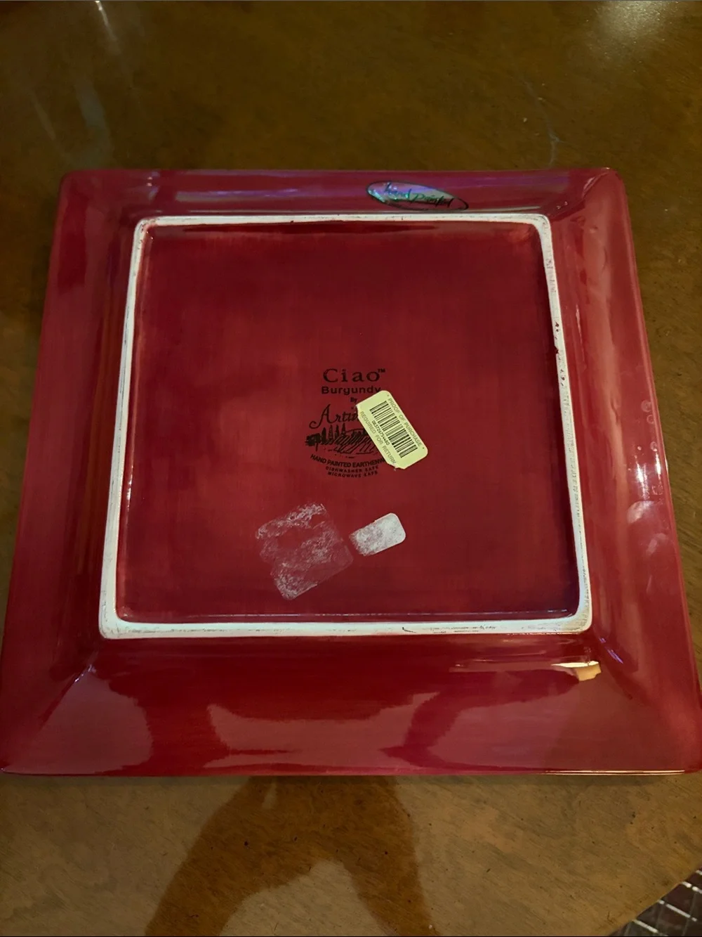 Artimino Ciao II Burgundy Square Dinner Plate 11 3/8" Replacement Earthenware - Picture 5 of 5